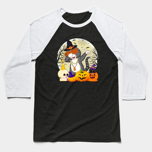 halloween cat Baseball T-Shirt by Kingostore